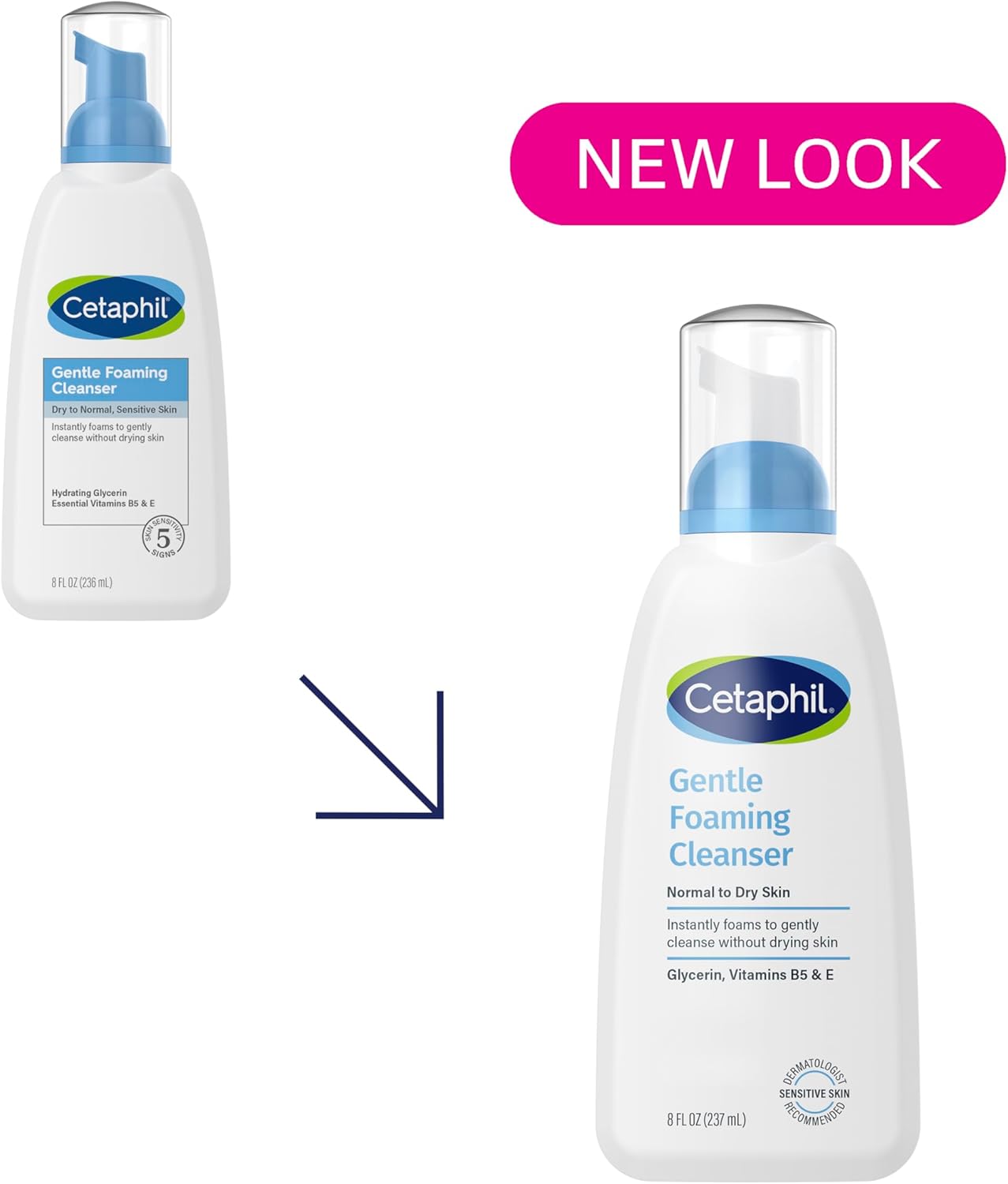 Cetaphil Oil Free Gentle Foaming Cleanser For Dry to Normal, Sensitive Skin, 8oz  Made with Glycerin and Vitamins B5 and E, Dermatologist Tested, Hypoallergenic, Soap Free, Fragrance Free