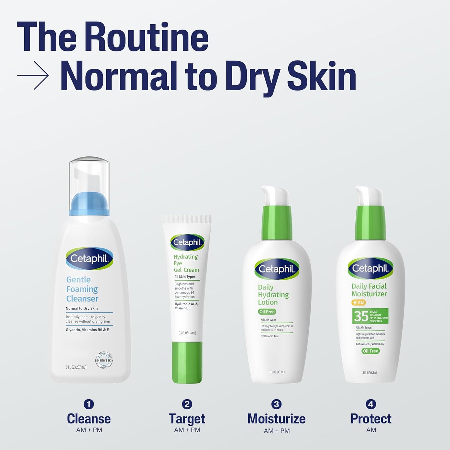 Cetaphil Oil Free Gentle Foaming Cleanser For Dry to Normal, Sensitive Skin, 8oz  Made with Glycerin and Vitamins B5 and E, Dermatologist Tested, Hypoallergenic, Soap Free, Fragrance Free